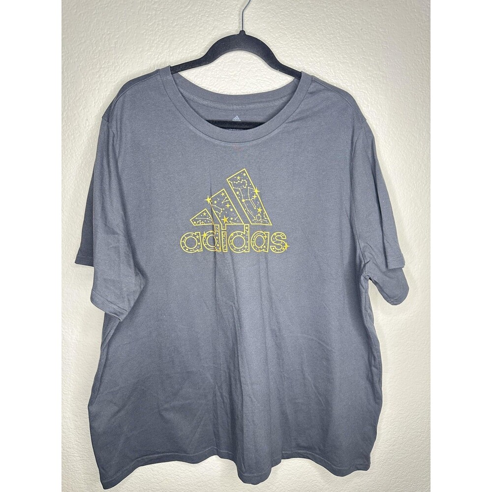 NEW Adidas Shirt Womens 3X Gray Celestial Logo Graphic Short Sleeve Tee Top Plus